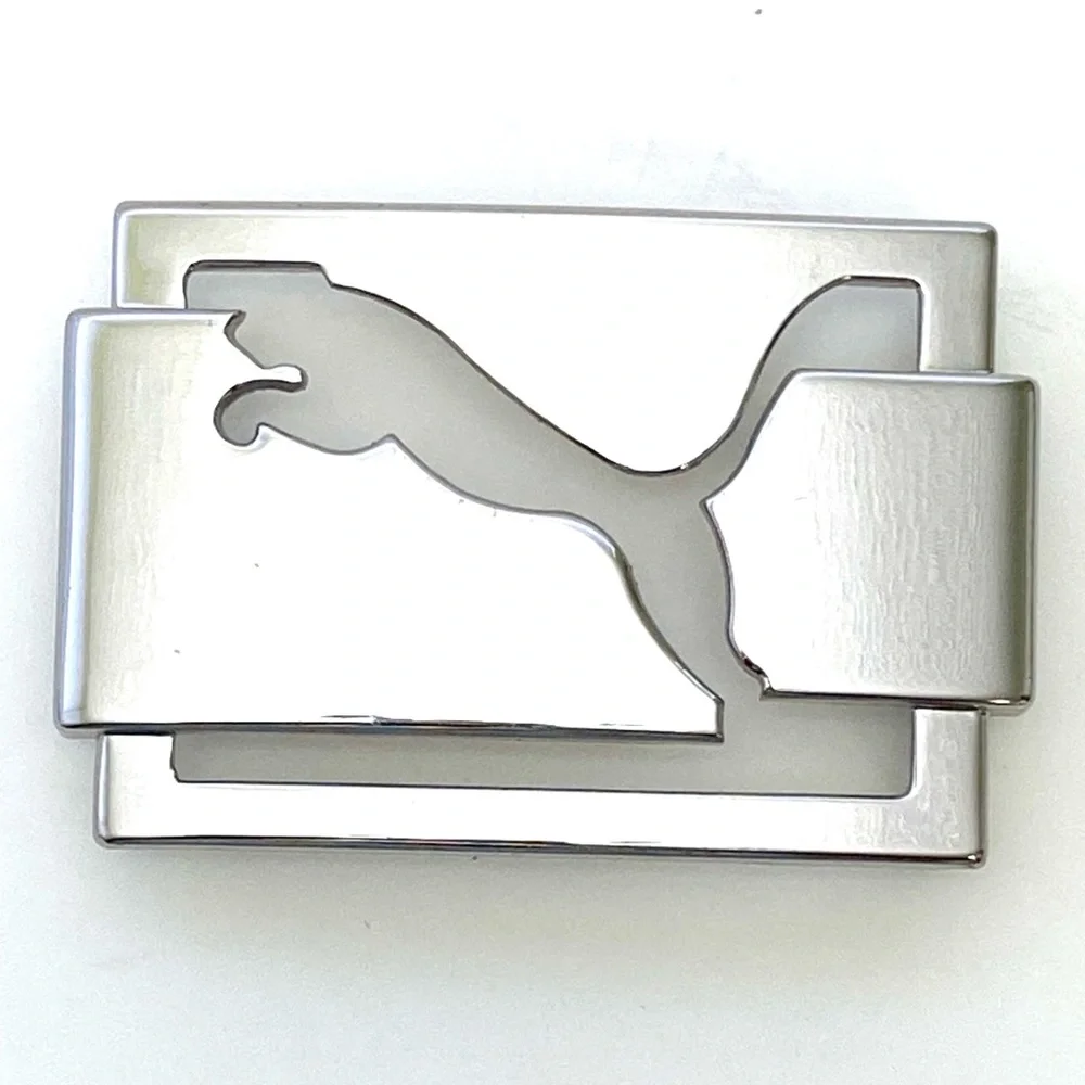 PUMA Men's Polished Silver Cut-Out Tour Belt Buckle